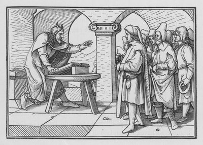 Moisés exhorta a la obediencia por los tratos pasados de Dios, Deuteronomio IV, 1 de Hans after Holbein the Younger