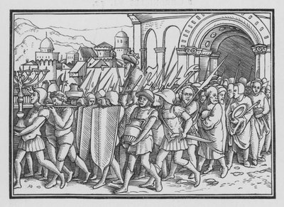 Sisaque saquea Jerusalén, 2 Crónicas XII, 9 de Hans after Holbein the Younger