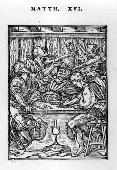 Los Jugadores, de la serie Danza de la Muerte, grabado por Hans Lutzelburger (fl.1505-26) c.1526-28 de Hans after Holbein the Younger