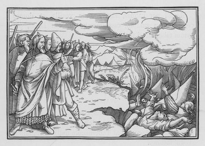 La rebelión de Coré, Datán y Abiram, Números XVI, 33 de Hans after Holbein the Younger