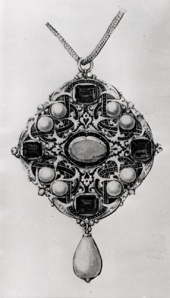 Diseño para un colgante con un rubí, zafiros y perlas de Hans attr. to Holbein the Younger