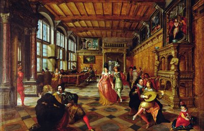 Escena de un baile en un interior flamenco de Hans or Jan Vredeman de Vries