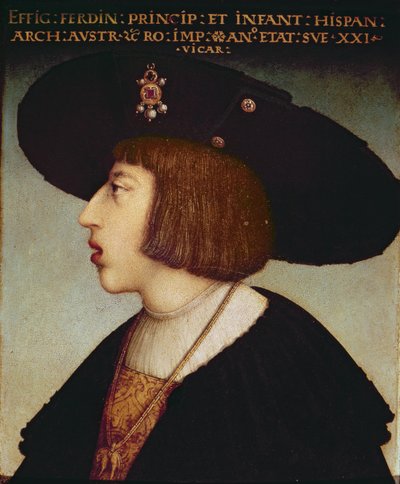 Retrato de Fernando I, Emperador del Sacro Imperio Romano de Hans or Johan Maler