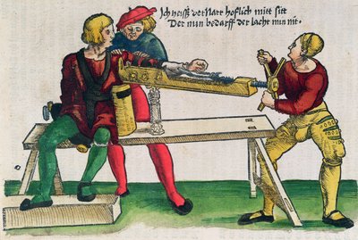 Aparato para curar fracturas de brazo, ilustración del 