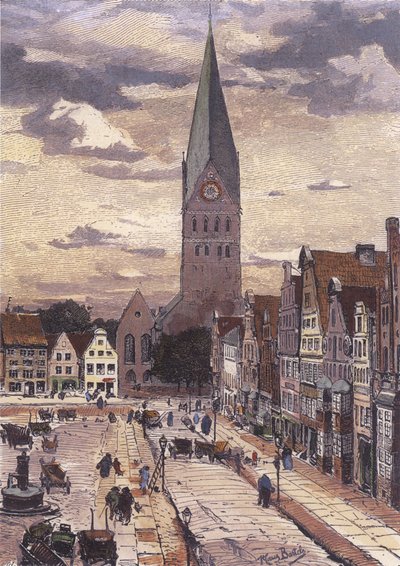 Am Sande (vista hacia el este hacia la torre de la iglesia de San Juan) de Hans von Bartels