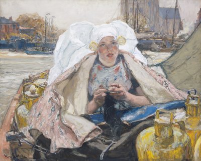La lechera de Dordrecht, c.1900 (óleo sobre lienzo) de Hans von Bartels