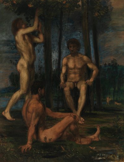 Tres jóvenes bajo naranjos de Hans von Marées