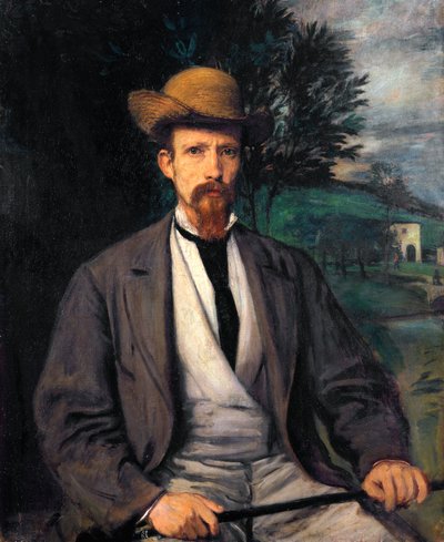 Autorretrato con sombrero amarillo de Hans von Marées