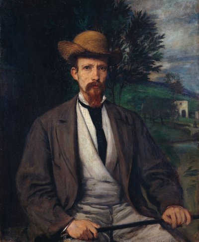 Autorretrato con sombrero amarillo, 1874 de Hans von Marées