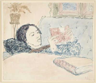 Interior con una de las hermanas del artista leyendo de Harald Giersing