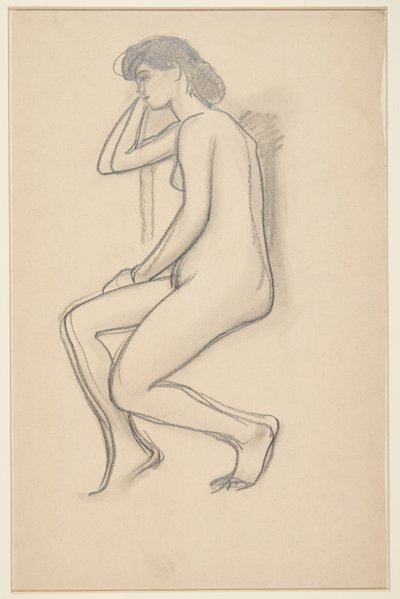 Modelo femenina sentada, vista de lado de Harald Giersing