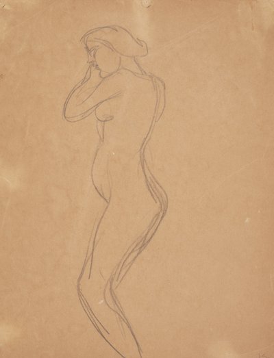 Modelo femenina de pie vista de perfil de Harald Giersing