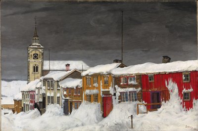 Calle de Roros en invierno de Harald Oscar Sohlberg
