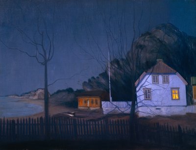 La mansión y la pequeña agricultora (óleo sobre lienzo) de Harald Oscar Sohlberg
