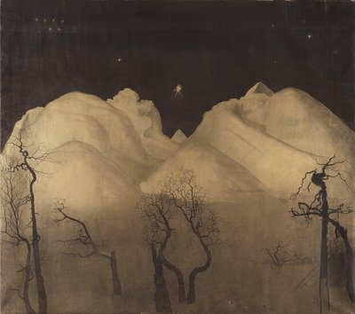 Noche de invierno en las montañas (estudio) de Harald Oscar Sohlberg