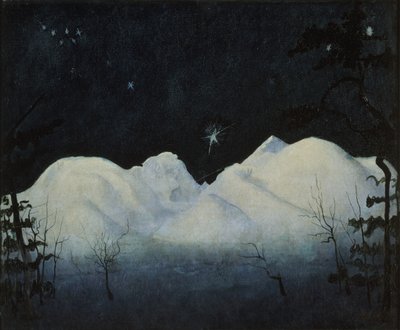 Noches de invierno en la montaña (óleo sobre lienzo) de Harald Oscar Sohlberg