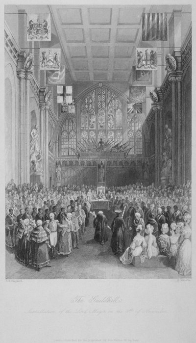 Instalación del Lord Mayor de Londres en el Guildhall, Ciudad de Londres, 1838 de Harden Sidney Melville