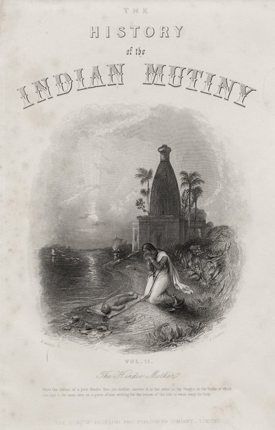 La madre hindú, grabado por E.J. Portbury, página de título de 