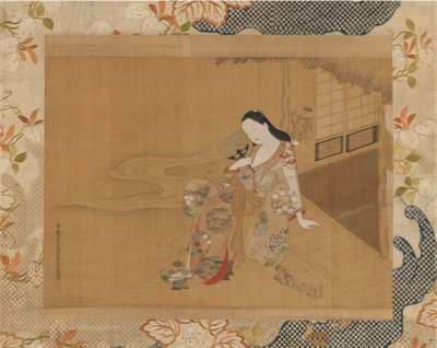 Cortesana disfrutando de una fresca noche de verano, 1741 de Haritsu Ogawa