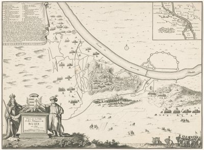 Plattegrond de Buda, 1686 Plano de la Ciudad y los Ataques de Bude en 1686 (título sobre objeto) de Harmanus van Loon