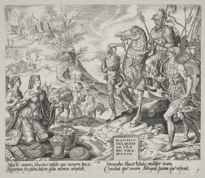 Bienaventurados los pacificadores. Abigail calmando a David de Harmen Jansz. Muller