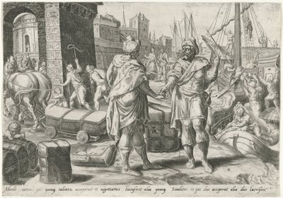 Siervo con los oficios de los cinco talentos Parábola de los talentos (título de la serie) de Harmen Jansz Muller