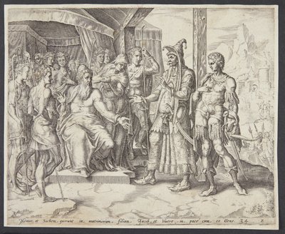 Hamor y Siquem pidiendo la mano de Dina a Jacob de Harmen Jansz. Muller