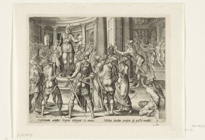 Joás presentado al ejército Historia de Joash y la reina Atalja (título de la serie) de Harmen Jansz Muller