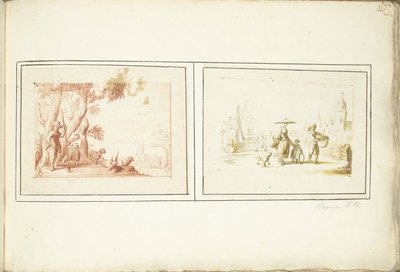 Pastor con su ganado y escena callejera de Harmen ter Borch (signed by artist)