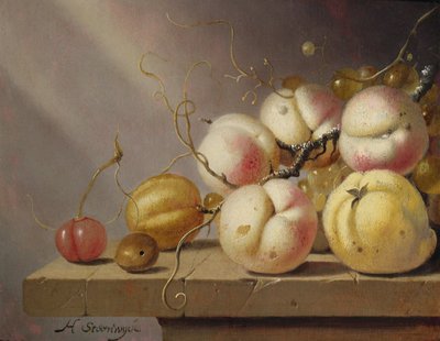Bodegón de Frutas en una Repisa de Harmen van Steenwyck