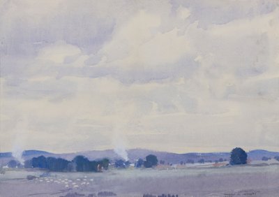 País de ovejas, Victoria, 1935 (acuarela y gouache sobre papel) de Harold Brocklebank Herbert