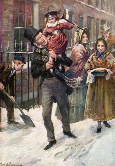 Bob Cratchit y Tiny Tim de Harold Copping