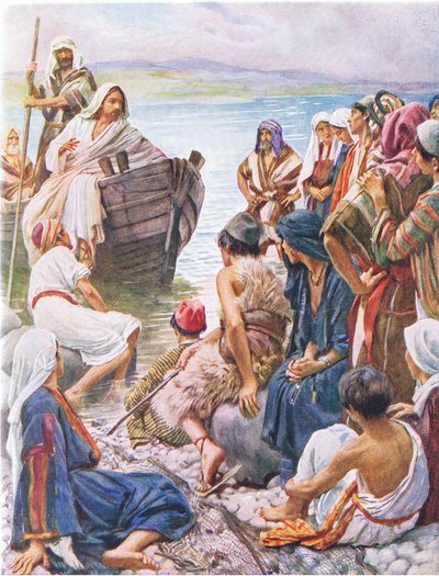 Cristo predicando desde el barco, ilustración de Harold Copping Pictures: The Crown Series, c.1920s de Harold Copping