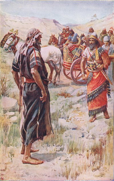 Elías y Acab, ilustración de Imágenes que Enseñan La Serie de la Corona, 1920 de Harold Copping