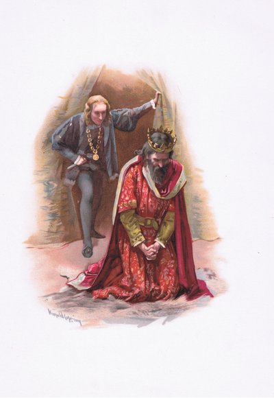 Hamlet y el Rey, ilustración de Hamlet de Harold Copping