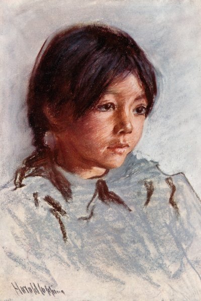Cabeza de niño indio, Reserva Blackfoot, Alberta de Harold Copping
