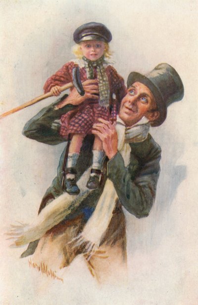 Ilustración para Un Cuento de Navidad de Charles Dickens (litografía a color) de Harold Copping