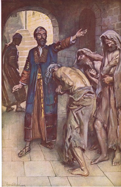 Isaías y los mensajeros, ilustración de Imágenes que Enseñan La Serie de la Corona, 1920 de Harold Copping