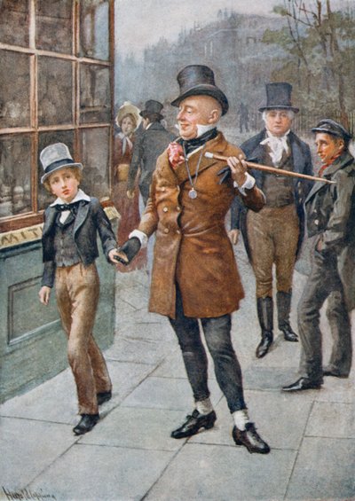 El Sr. Micawber lleva a David a casa, ilustración de 