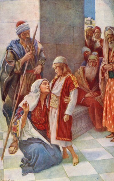 Nuevo Testamento: "Los negocios de mi padre" (litografía en color) de Harold Copping