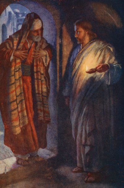 Nuevo Testamento: Nicodemo (litografía en color) de Harold Copping