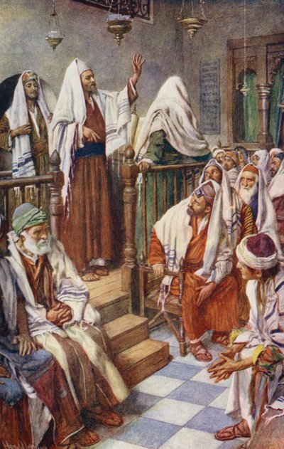Nuevo Testamento: San Pablo predicando (litografía en color) de Harold Copping