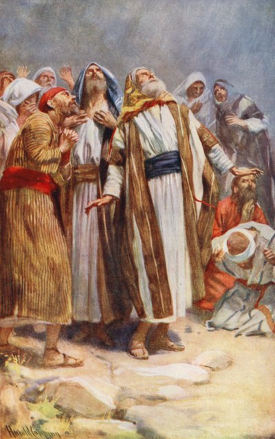 Nuevo Testamento: La Ascensión (litografía en color) de Harold Copping