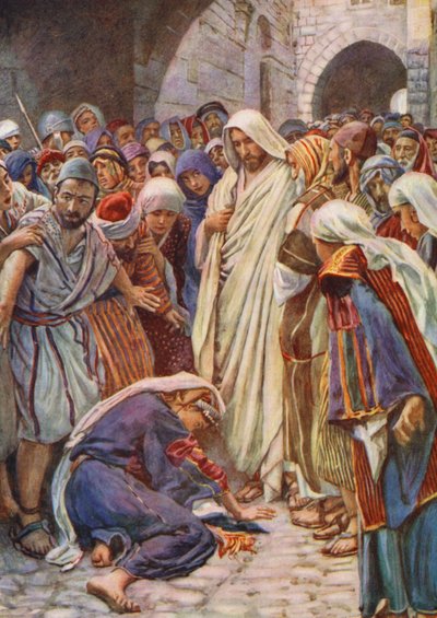 Nuevo Testamento: El dobladillo de su manto (litografía en color) de Harold Copping