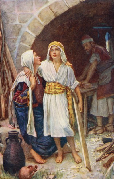 Nuevo Testamento: La casa de Nazaret (litografía en color) de Harold Copping