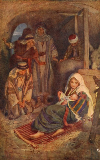 Nuevo Testamento: La Natividad (litografía en color) de Harold Copping