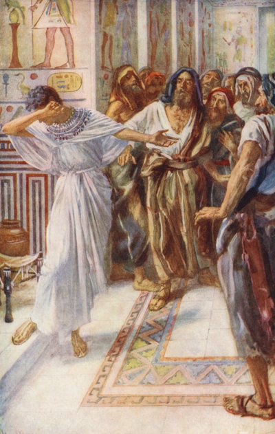 Antiguo Testamento: José dado a conocer a sus hermanos (litografía en color) de Harold Copping