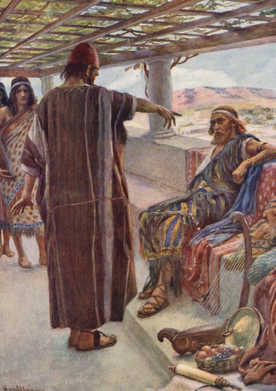 Antiguo Testamento: "Tú eres el hombre" (litografía en color) de Harold Copping