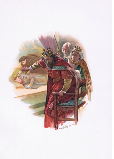 Reina Gertrudis, ilustración de Hamlet de Harold Copping