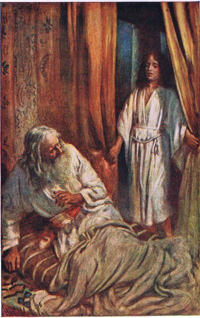 Samuel y Elí, ilustración de Pictures That Teach The Crown Series, 1920 de Harold Copping